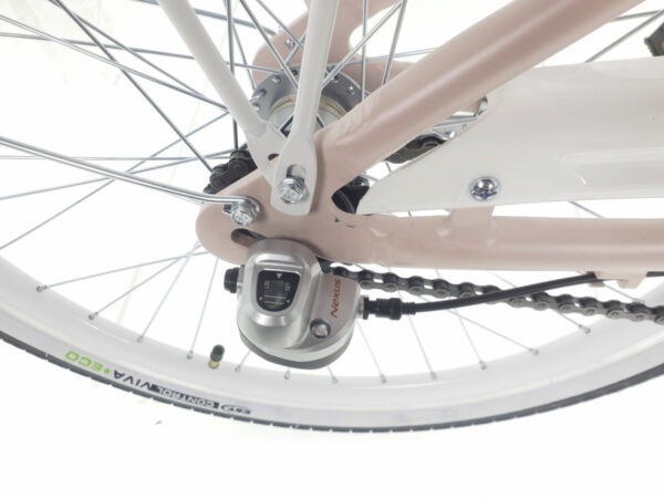 Cykelhjul och kedja med växelsystem.