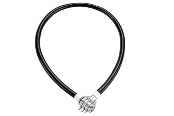 Cykellås med kombinationslås i svart och vitt.