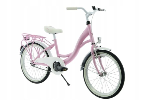 Stylish pink bicycle with white accents