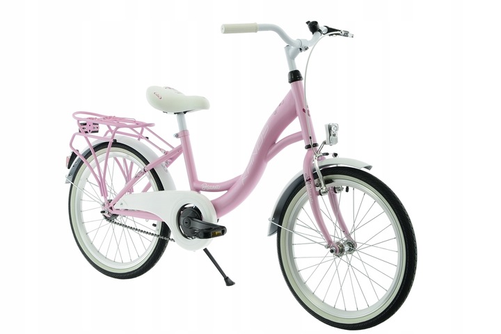 Stylish pink bicycle with white accents