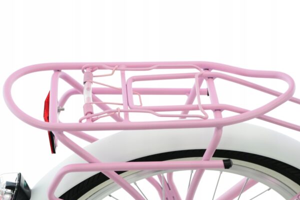Pink bicycle rear rack photo close-up