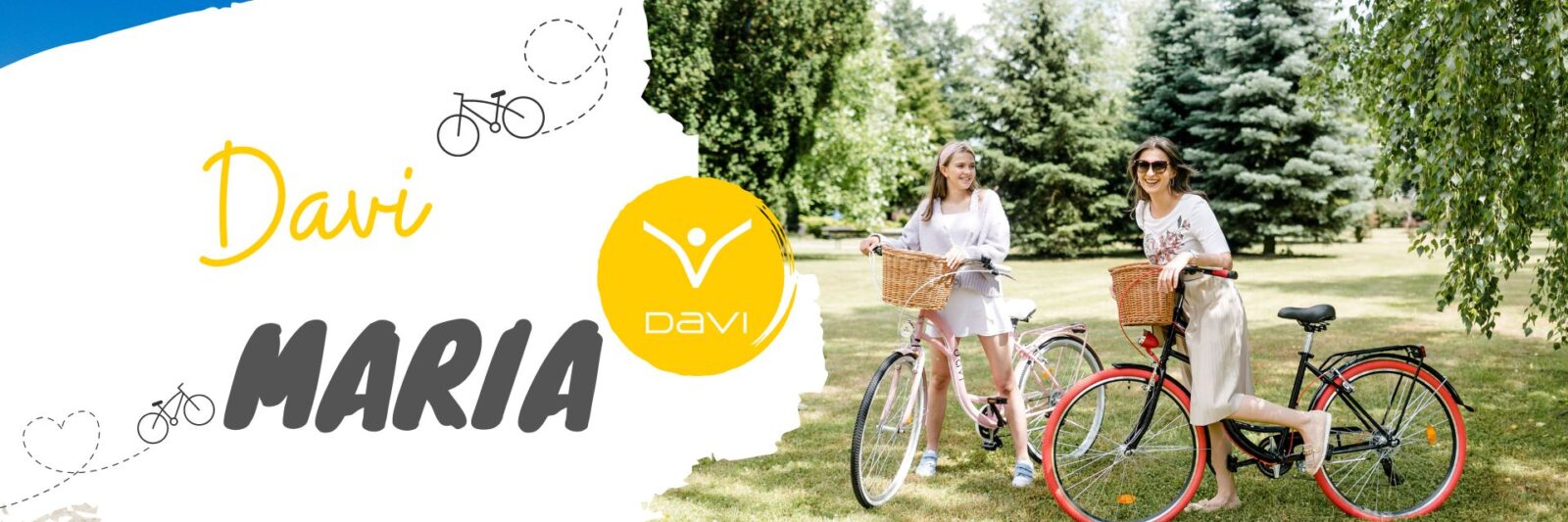 Two women on bicycles in a park