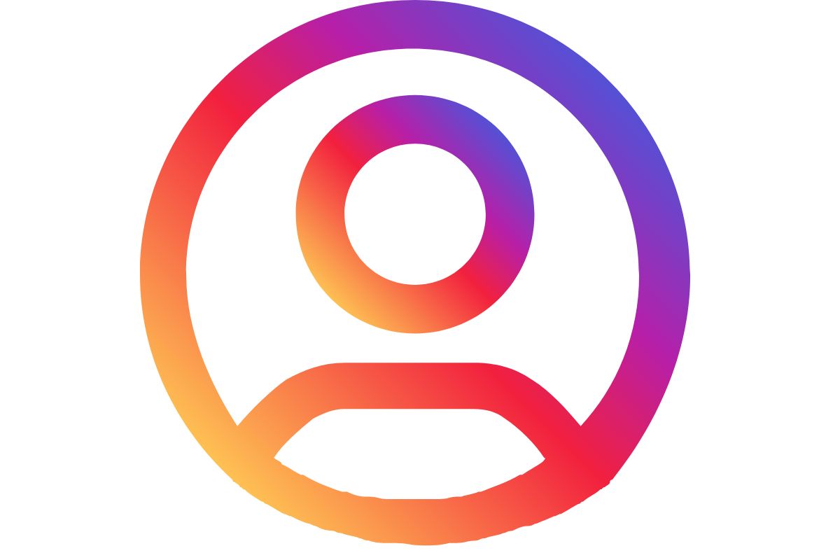 Användarikon i regnbågsfärger över vit bakgrund.