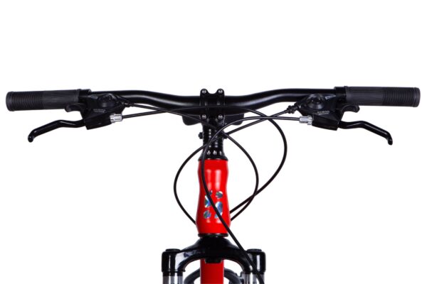 Close-up of bicycle handlebars and controls