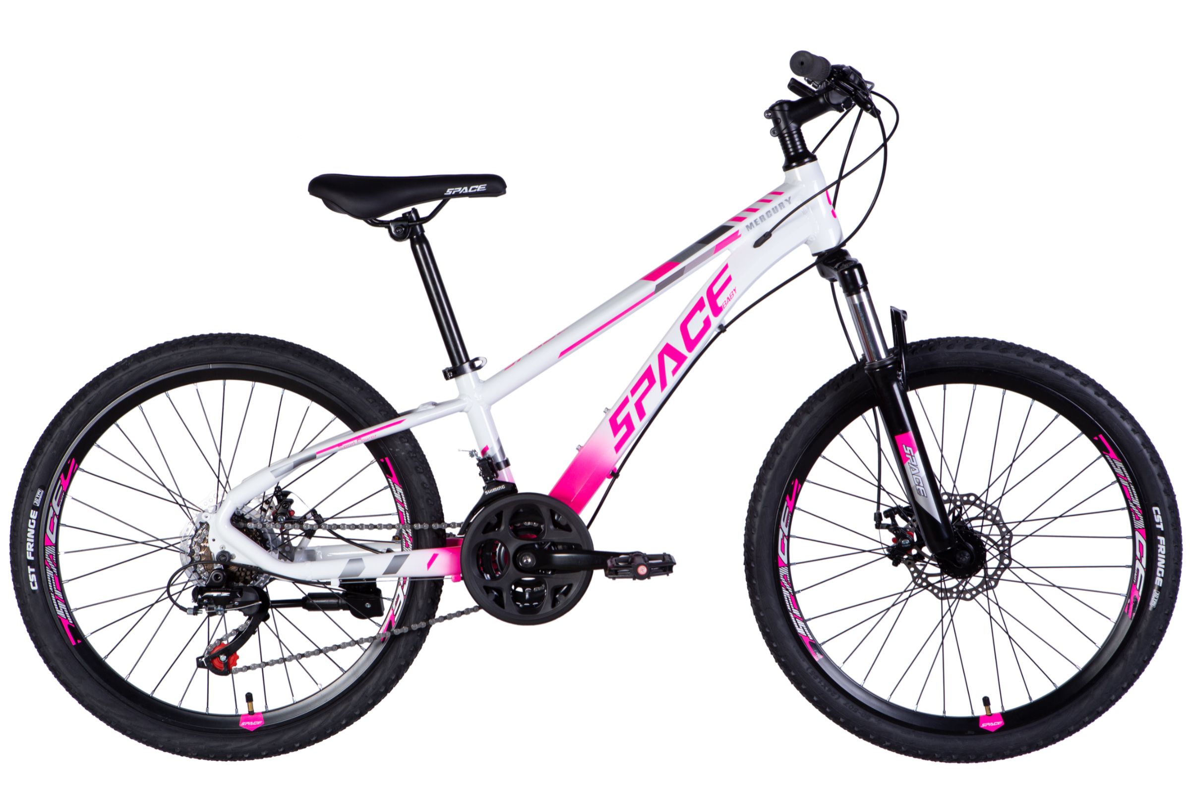 Mercury 24" Kids Bike, Aluminium, 130–160 cm, 21 Speeds, White/Pink