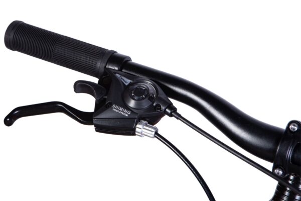 Close-up of a bicycle handlebar and shifter