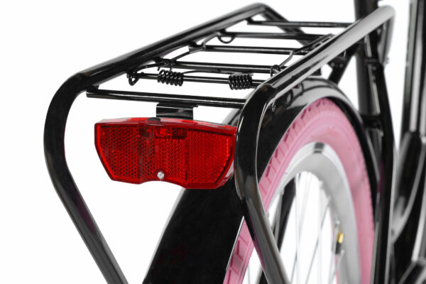 Cykelbakljus och pakethållare med rosa däck