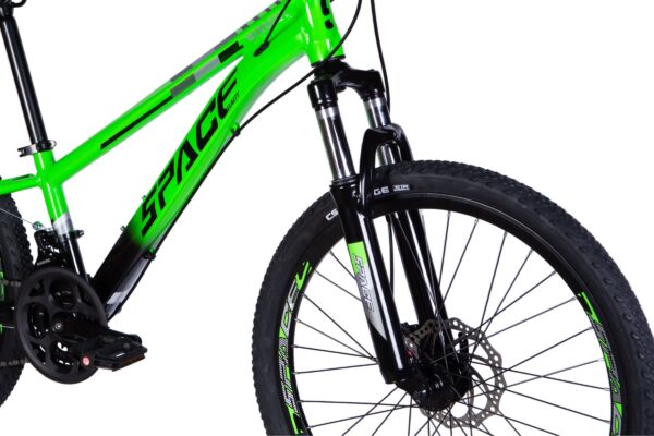 Green mountain bike with black accents