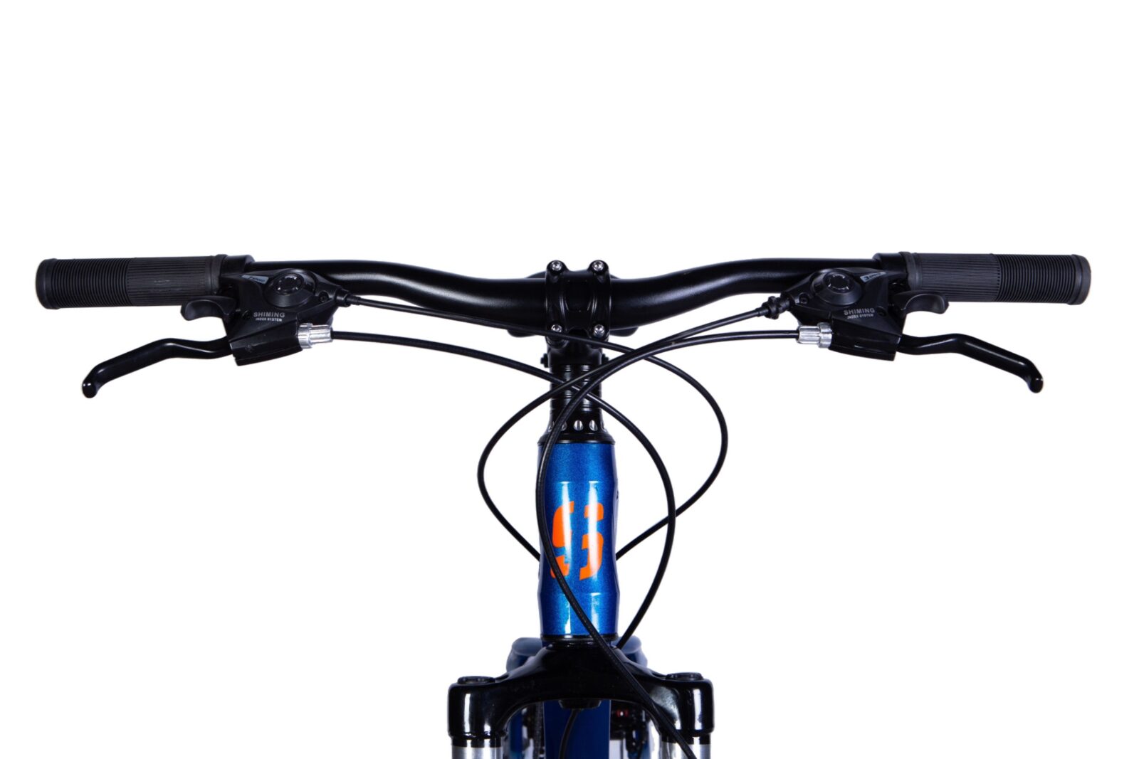 Close-up of a bicycle handlebars and brakes