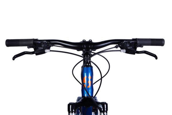 Close-up of a bicycle handlebars and brakes