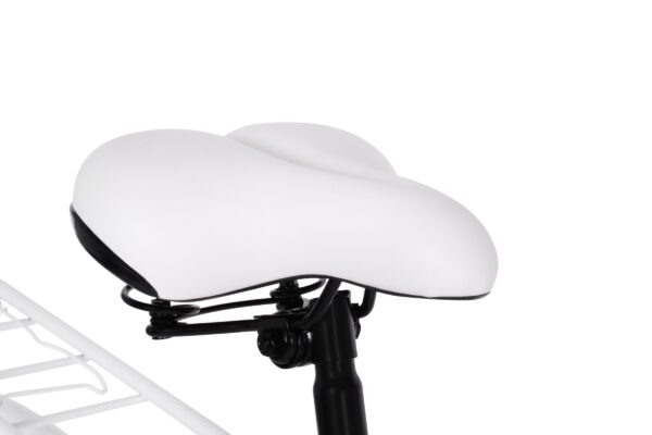 Vit cykelsadel med fjädring