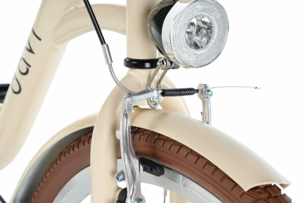 Cykeldäck och bromsdetaljer i närbild