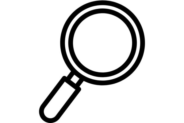 En illustration av ett förstoringsglas i svartvitt.