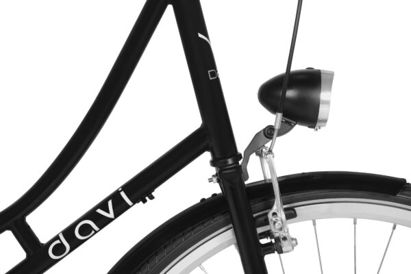 Close-up of a bicycle frame and light