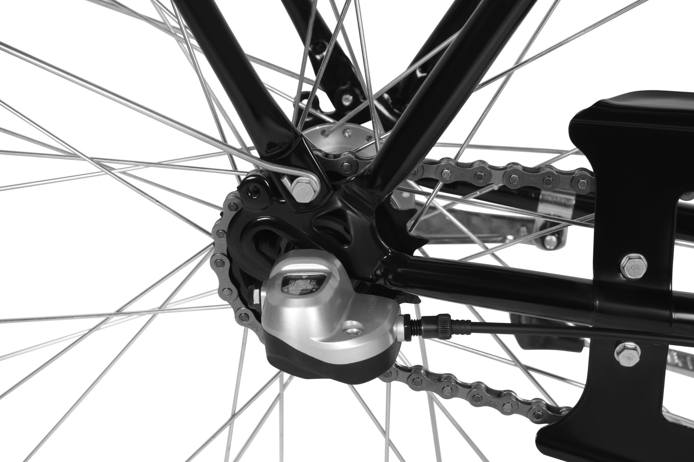 Close-up of bicycle drivetrain components.