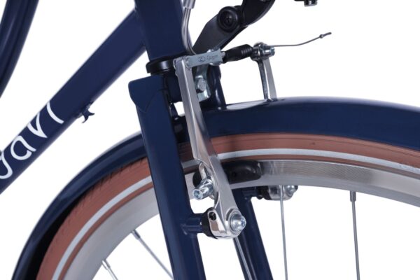 Close-up of bicycle front brake and frame