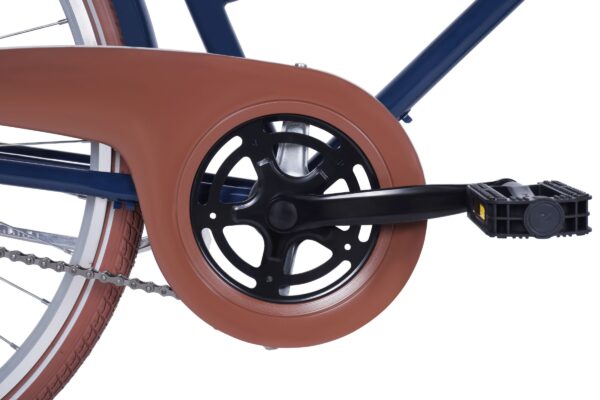 Close-up of bicycle pedal and crankset