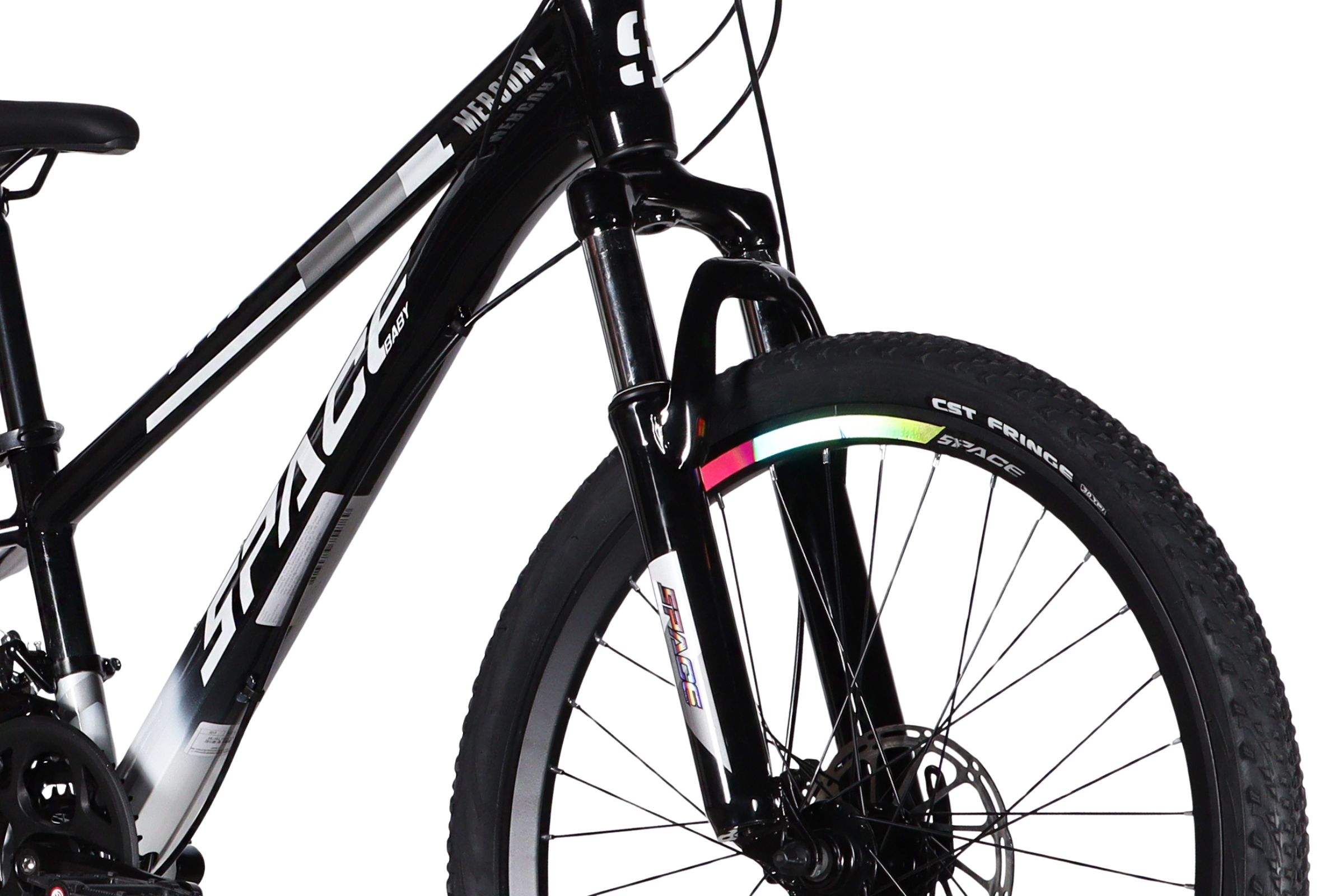 Close-up of a black mountain bike