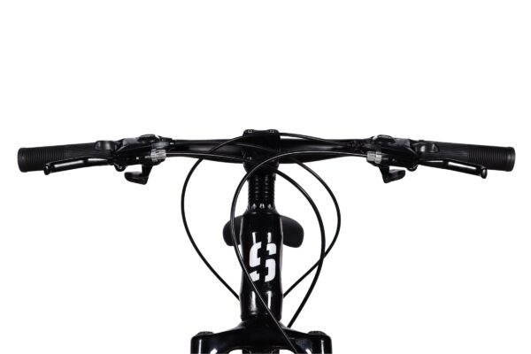 Close-up of a mountain bike handlebars